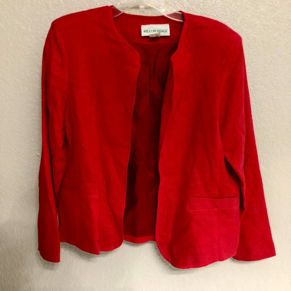 Casual Deep Pink‎ Cardigan Jacket - Size Women's 8 - Linen Blend